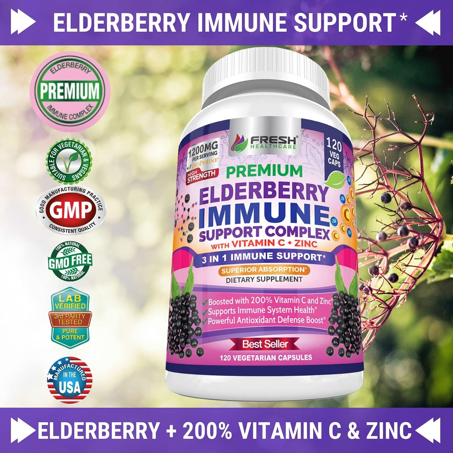 Bundle of Fresh Healthcare Apple Cider Vinegar and Elderberry for Immune Support