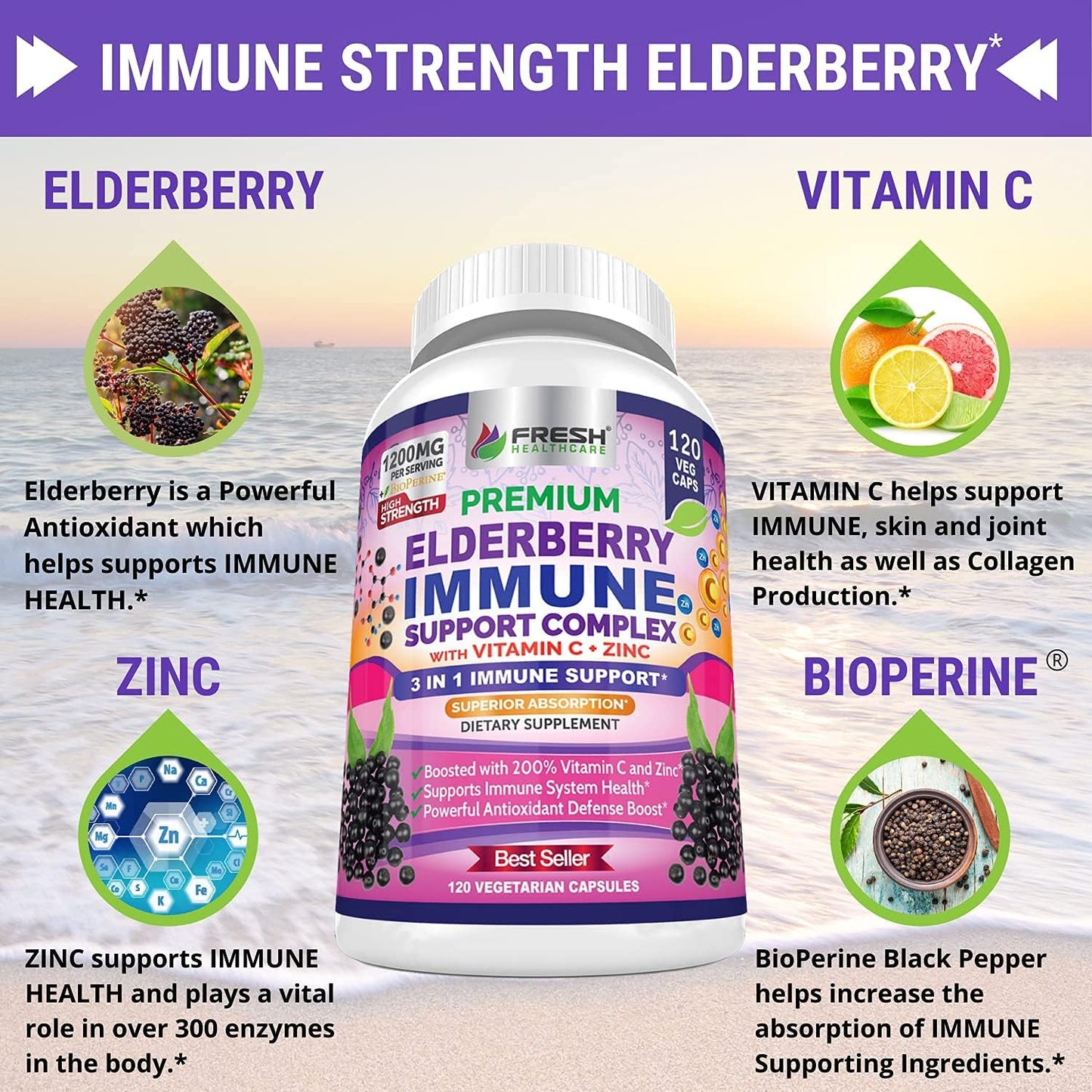 Bundle of Fresh Healthcare Apple Cider Vinegar and Elderberry for Immune Support