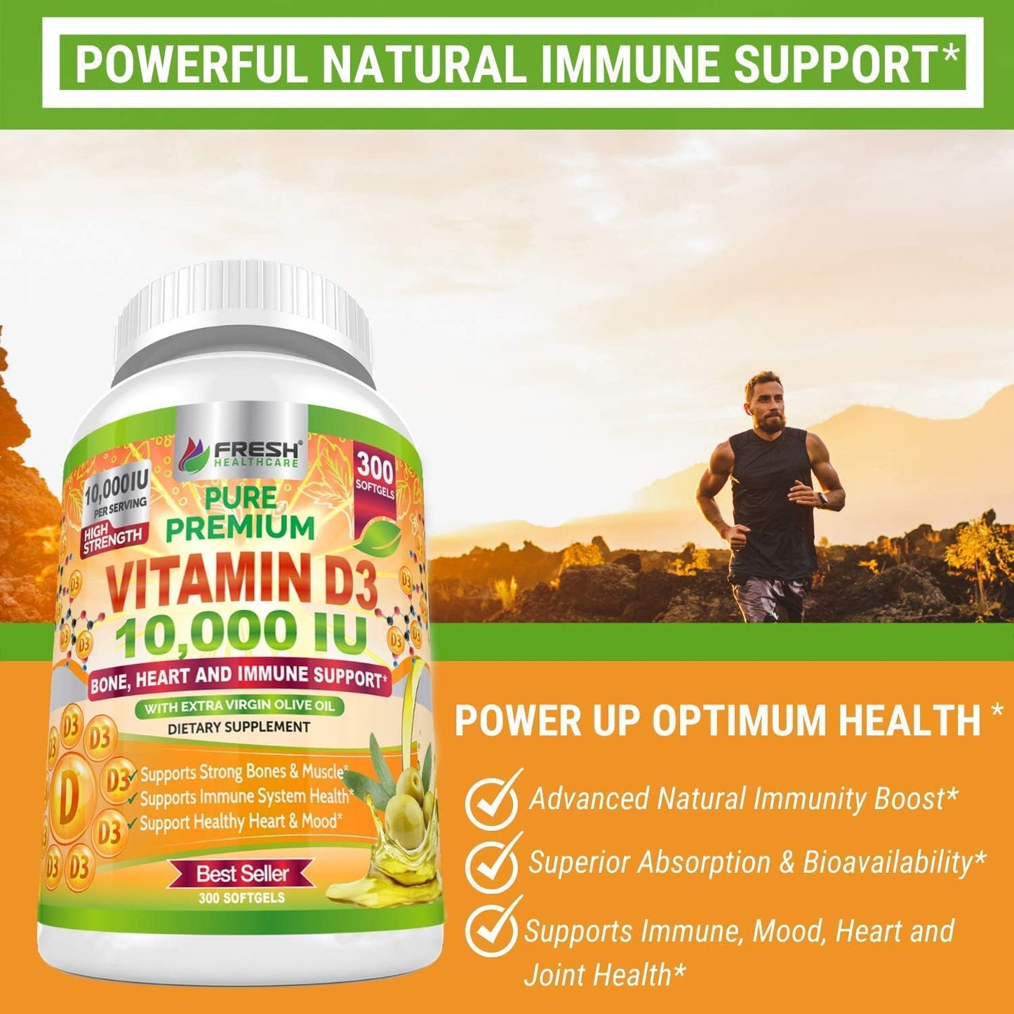 Bundle of FRESH HEALTHCARE Immune Multivitamin and Vitamin D3 for Immune Support