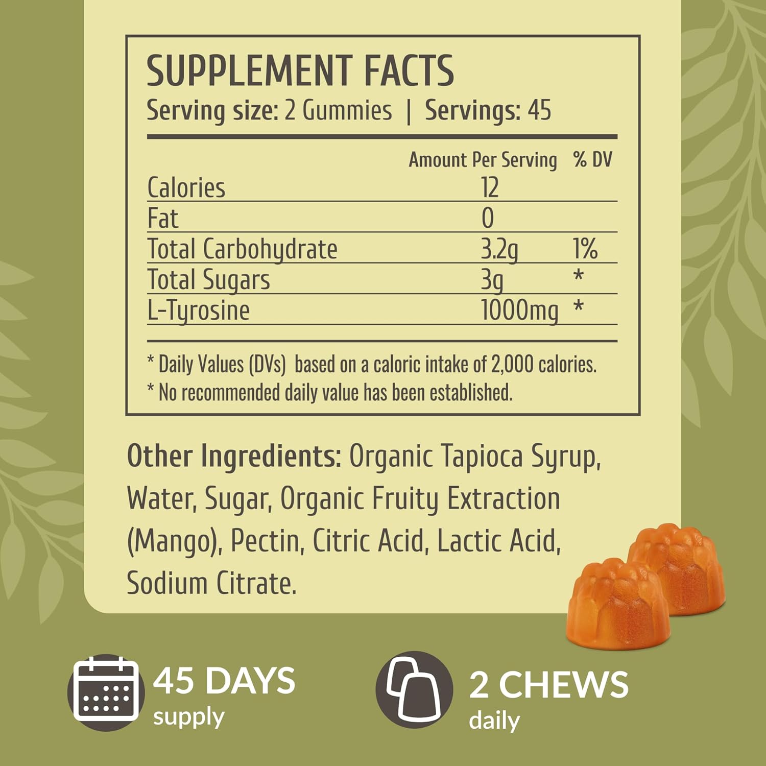 Bundle of HERBAMAMA L-Tyrosine and Brain Support Gummies - 200mg 5-HTP & 1000mg L-Tyrosine - Vegan, Non-GMO - 2 Pack