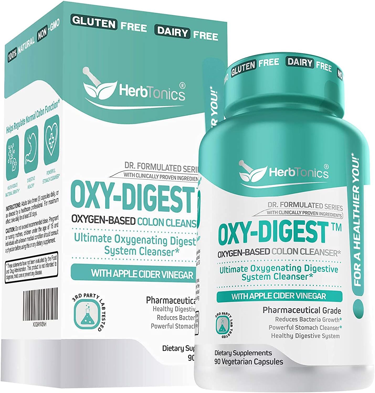 Bundle of Herbtonics Apple Cider Vinegar Plus Keto BhB Salts with OxyDigest for Digestive Health