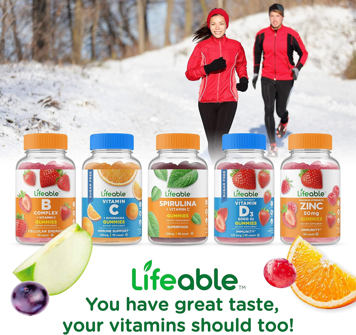 Bundle of Lifeable Immune Support + Iron Gummies with Vitamin C - Delicious Vitamin Supplement for Immune Health, Gluten Free & GMO Free