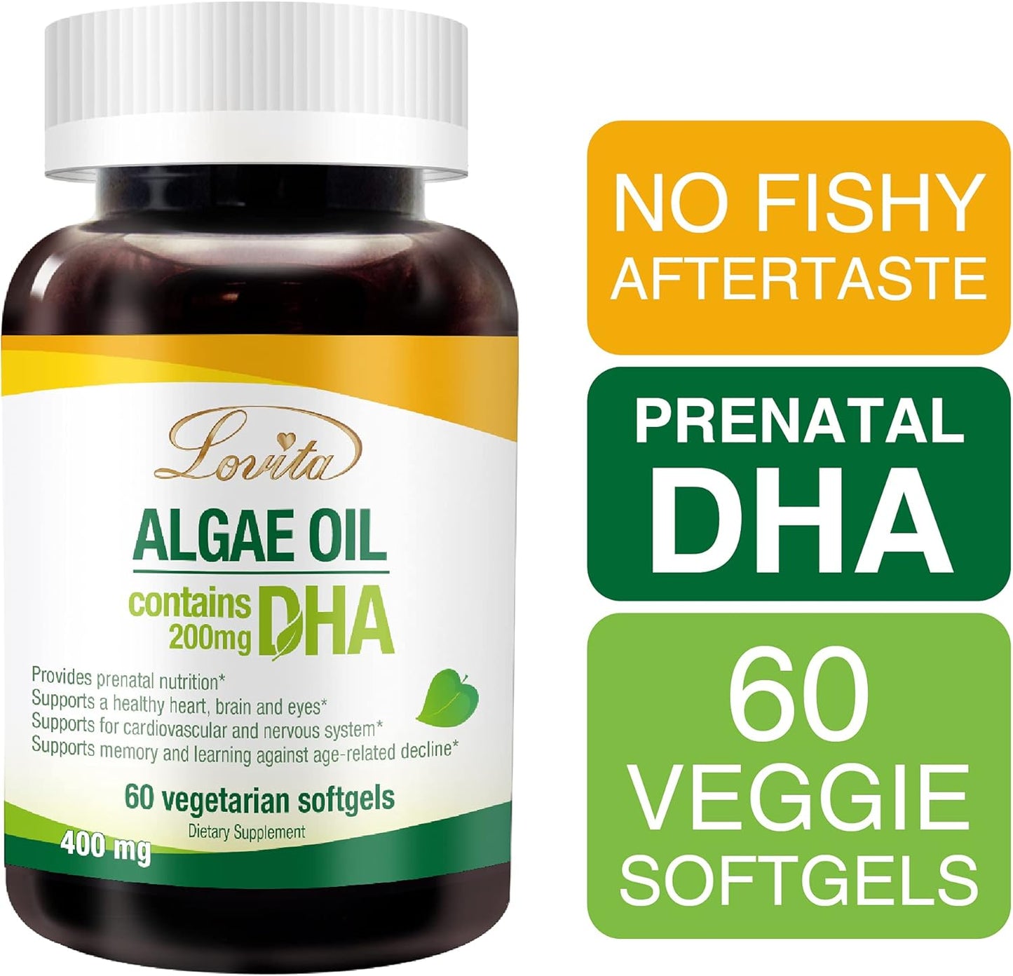Bundle of Lovita Flaxseed Oil & Algae DHA Oil for Improved Nutrition & Well-Being - Dietary Supplement