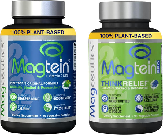 Bundle of Magceutics MagteinPRO Magnesium L-Threonate Capsules, 60 and 90 Capsules, Cognitive Support