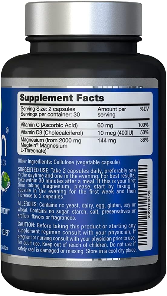 Bundle of Magtein Magnesium L-Threonate with Vitamin D3 and K2 for Enhanced Brain and Bone Health