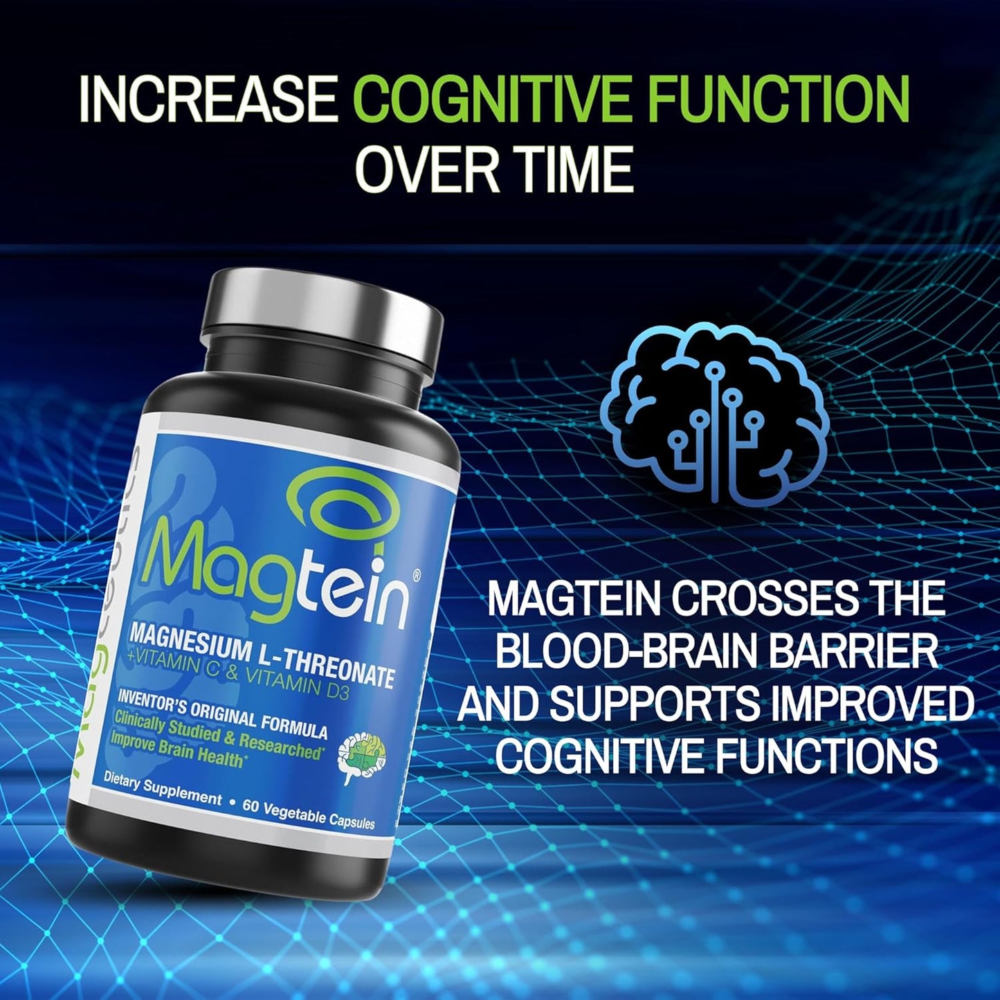 Bundle of Magtein Magnesium L-Threonate with Vitamin D3 and K2 for Enhanced Brain and Bone Health