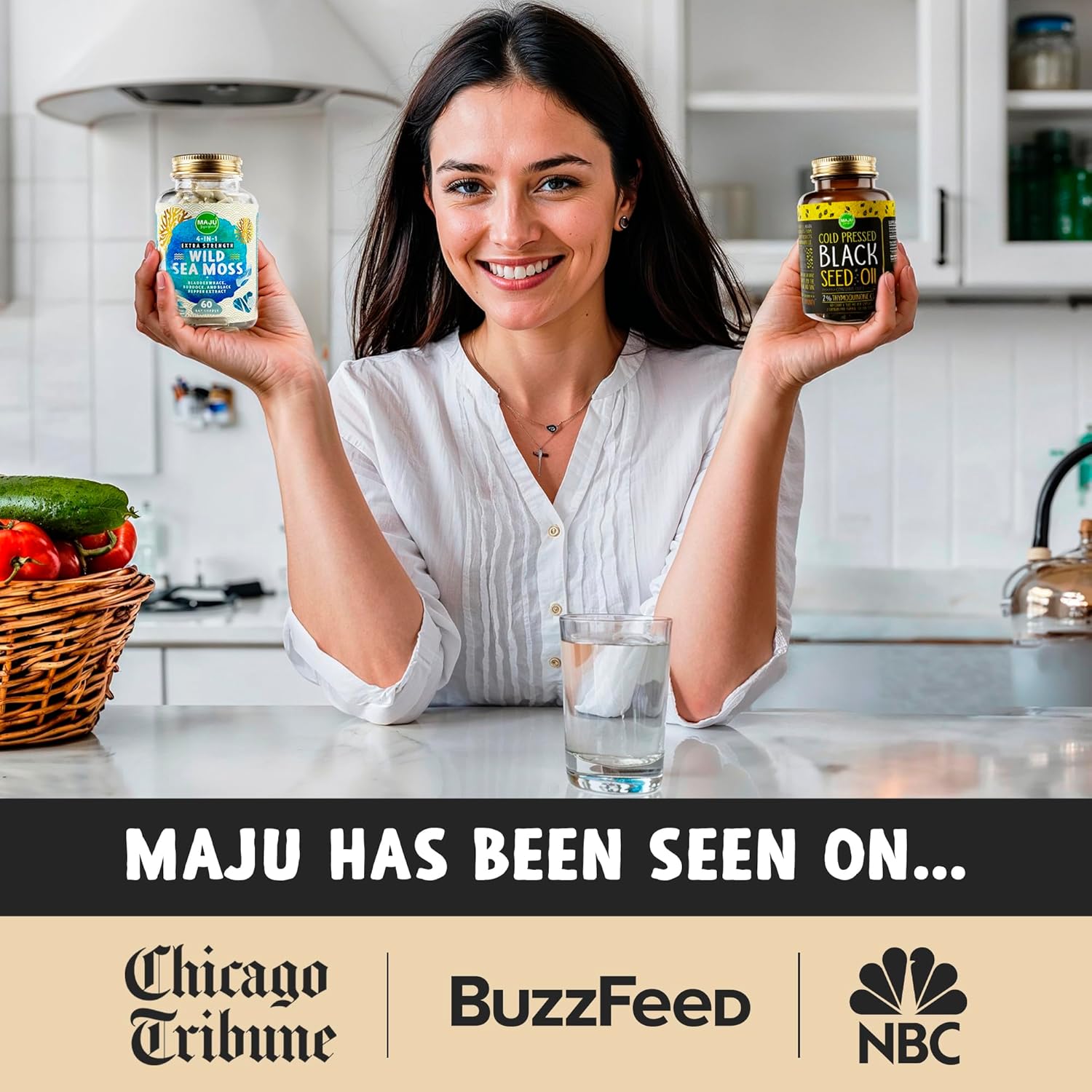 Bundle of Maju Superfoods Sea Moss and Black Seed Oil Capsules - 4-in-1 Immune Support Formula