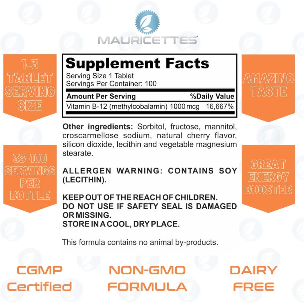 Bundle of Mauricettes Chewable Vitamin D3 with K2 and Chewable Vitamin B12 1000 mcg for Energy and Immune Support