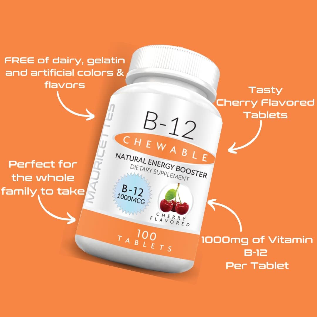 Bundle of Mauricettes Chewable Vitamin D3 with K2 and Chewable Vitamin B12 1000 mcg for Energy and Immune Support