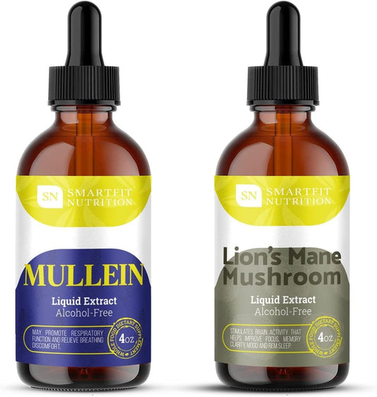 Bundle of Mullein Leaf Extract & Lions Mane Extract for Lung Cleanse & Brain Boost - SN SMARTFIT NUTRITION - USA-Made
