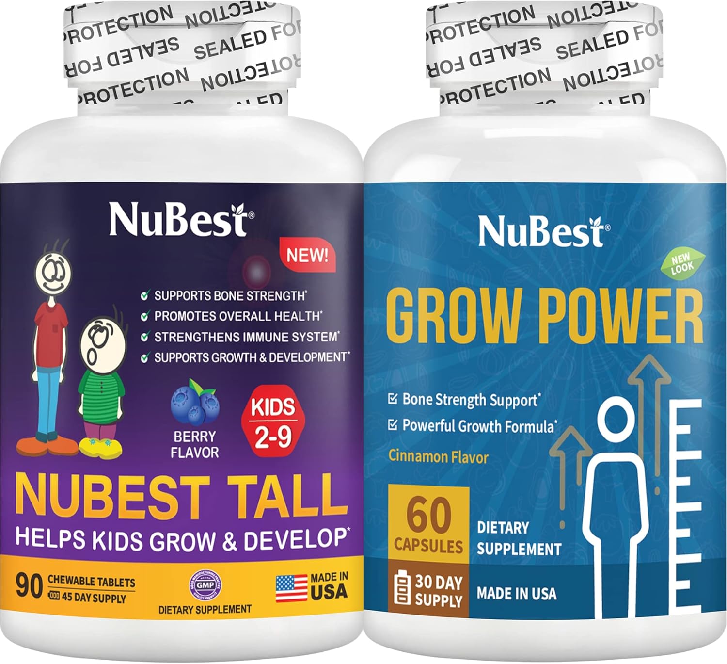Bundle of NuBest Grow Power: Boost Height Growth & Overall Health for Children - 10 Tall Kids Support Healthy Growth, Immunity, & Bone Strength