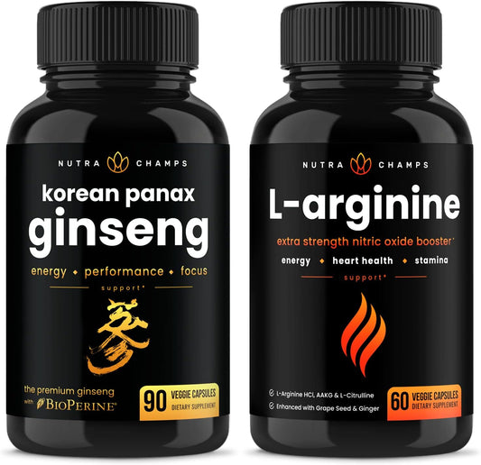 Bundle of NutraChamps Ginseng Gold Series and L-Arginine - Boost Energy and Performance