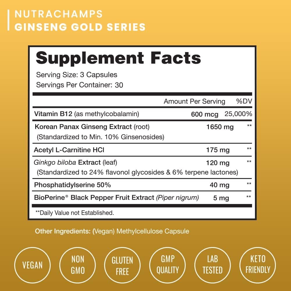 Bundle of NutraChamps Ginseng Gold Series and L-Arginine - Boost Energy and Performance