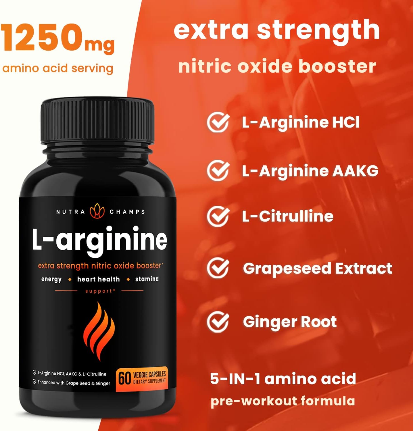 Bundle of NutraChamps Ginseng Gold Series and L-Arginine - Boost Energy and Performance
