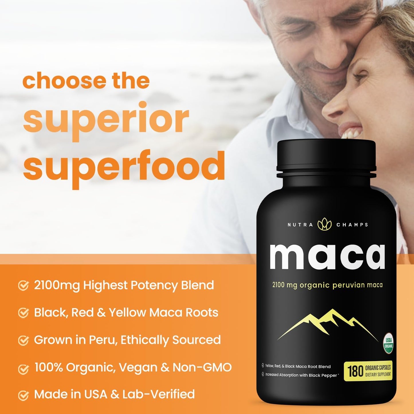 Bundle of NutraChamps Maca Root Capsules and 10-in-1 Mushroom Powder for Mood, Cognition, and Energy Boost