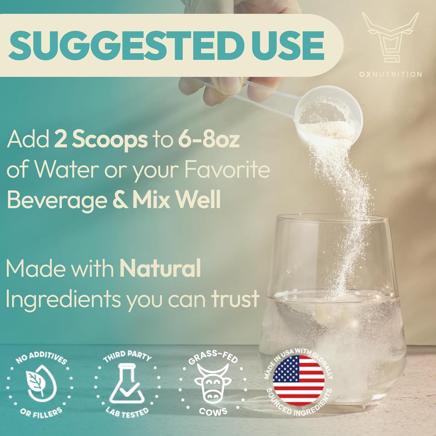 Bundle of OX OXNUTRITION Multi Collagen Capsules and Grassfed Bovine Colostrum for Joint Health and Gut Support