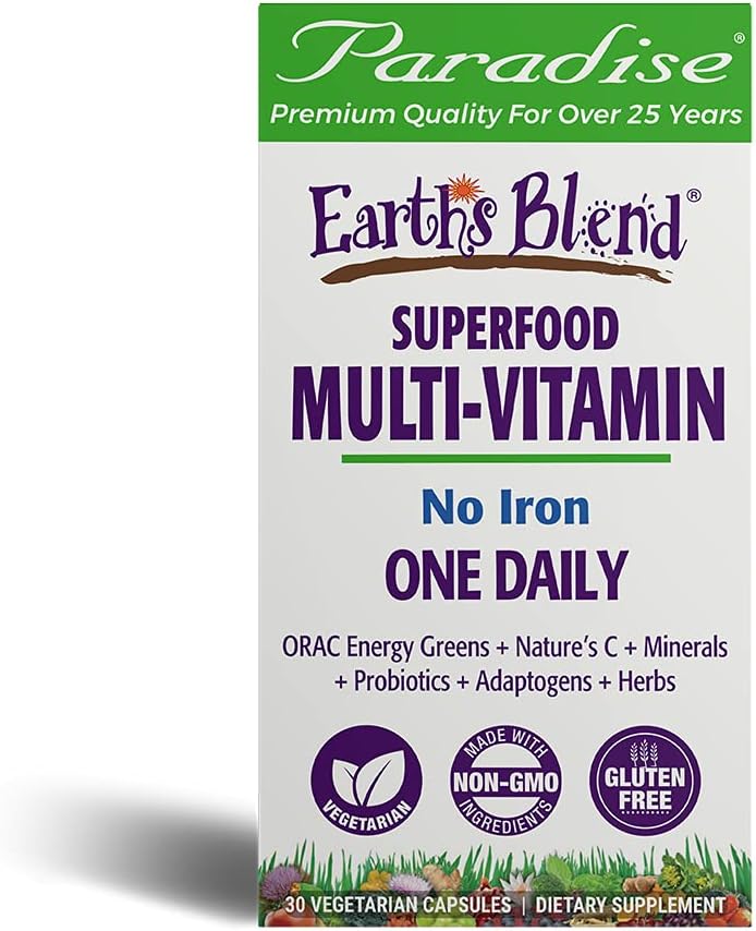 Bundle of Paradise Herbs ORAC Energy Greens, Multi-Vitamin, Imperial Adaptogen, and Vitamin C - Iron-Free Formula