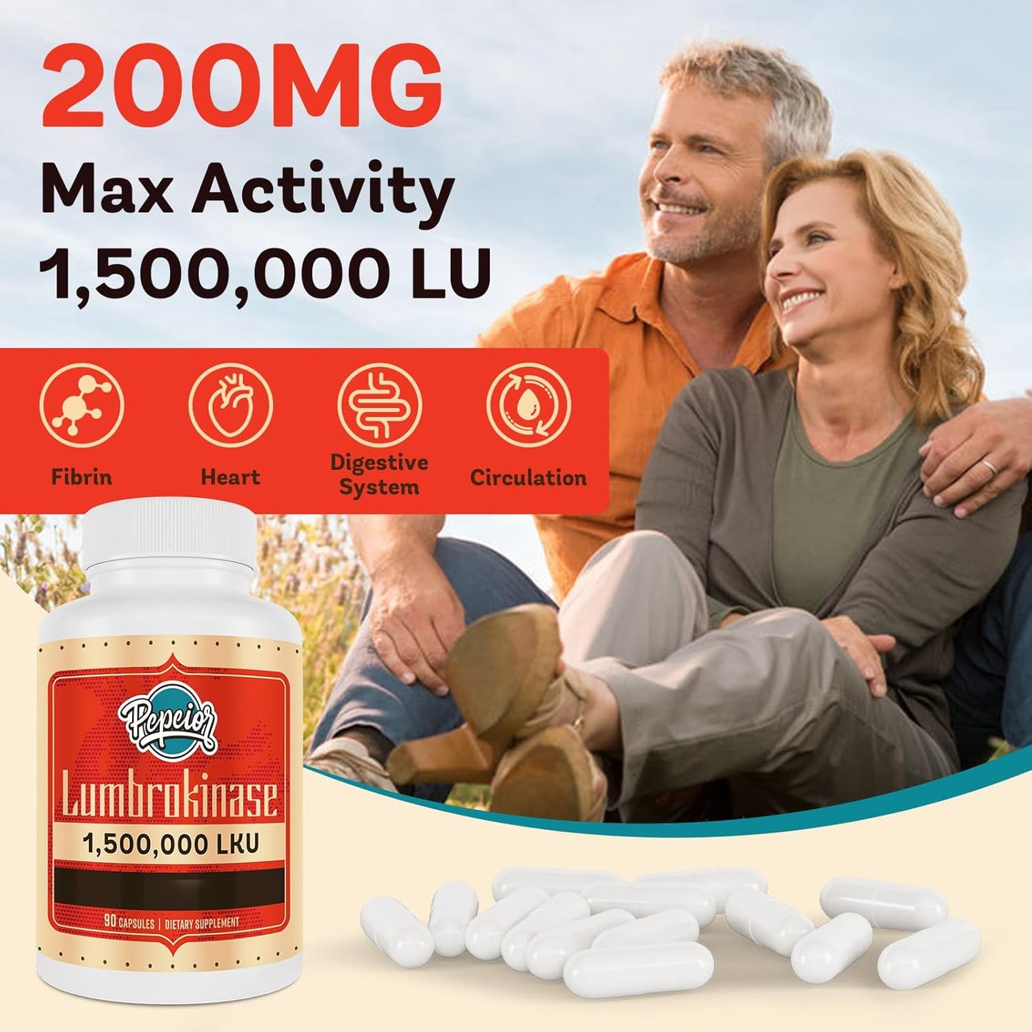 Bundle of Pepeior Liposomal Bovine Lactoferrin 1000mg and Lumbrokinase 200mg for Enhanced Health Benefits