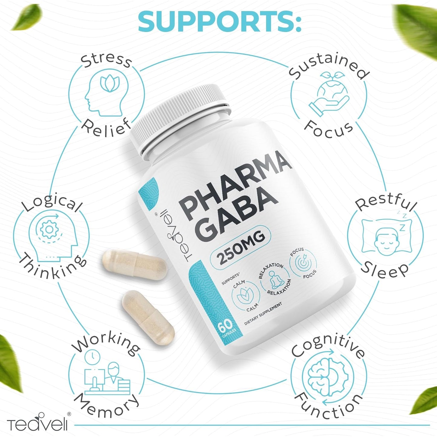 Bundle of Teaveli Golden Milk Powder and Pharma GABA Capsules - Boost Wellness and Relaxation with This Powerful Combination!