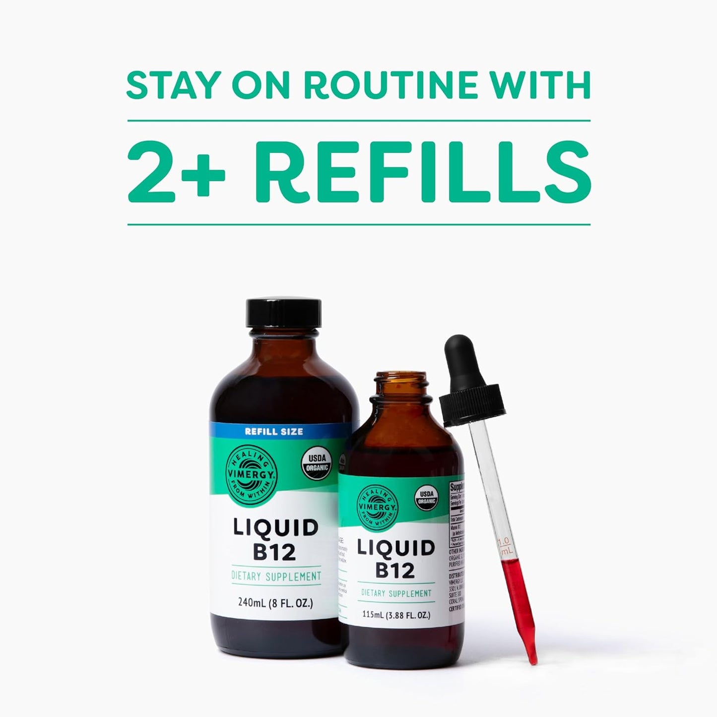 Bundle of Vimergy Liquid B12 (115 mL) and Refill (240 mL)