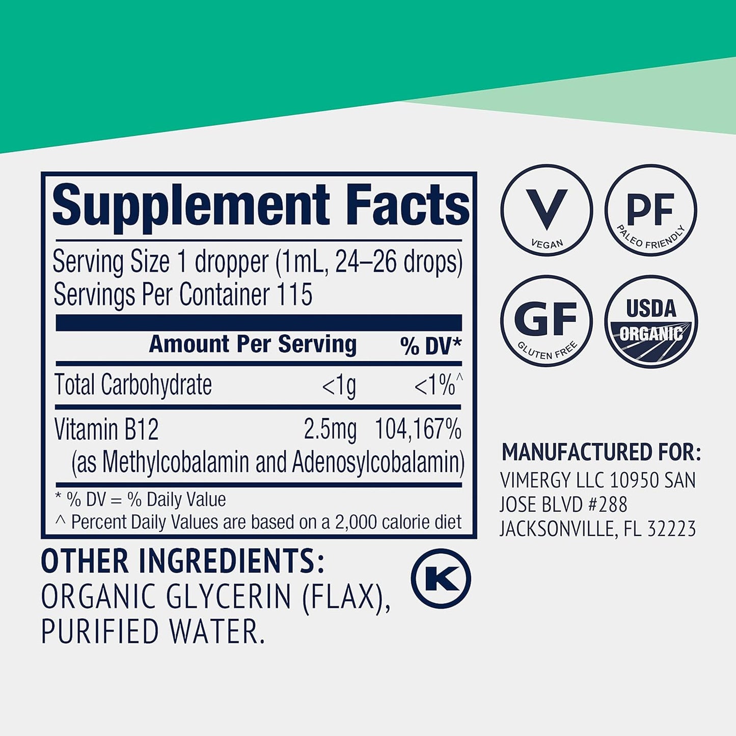 Bundle of Vimergy Liquid B12 (115 mL) and Refill (240 mL)