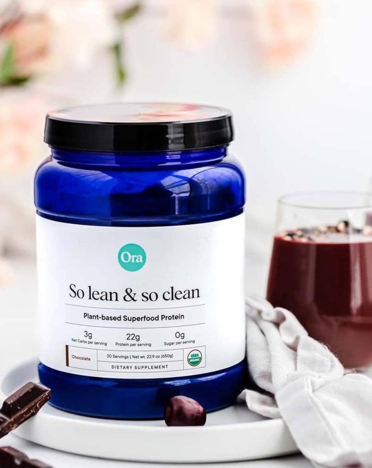 Bundle: Ora Organic Vegan Protein Powder Vanilla Chai & Chocolate - 21g Plant Based Protein Powder, Vanilla Chai Flavor, 20 Servings + 22g Chocolate Flavor, 20 Servings