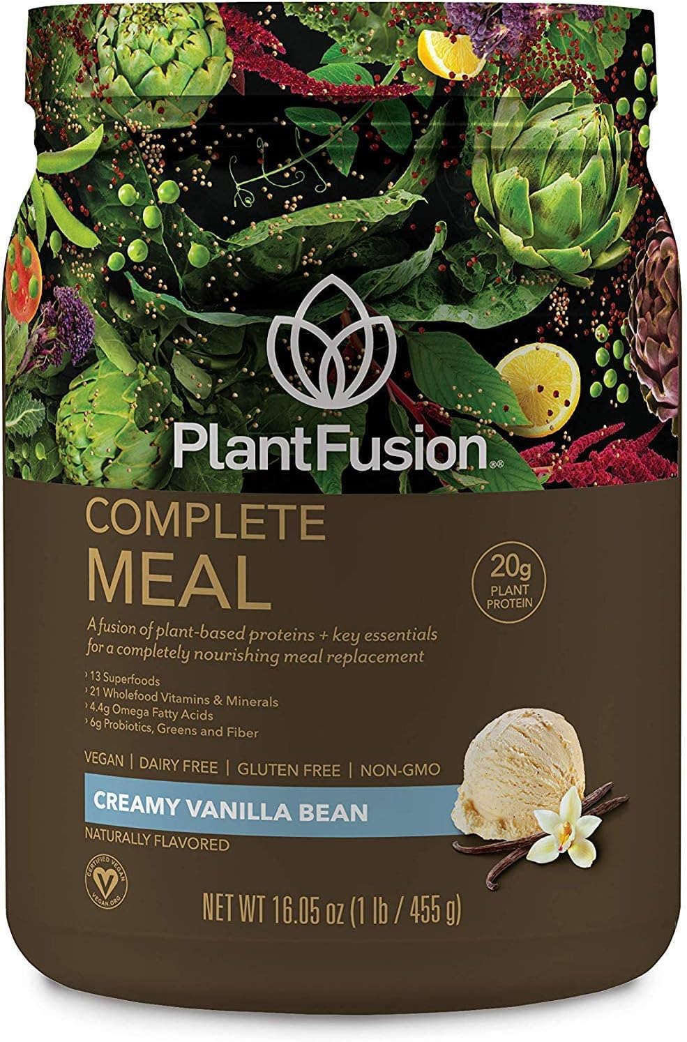 Bundle: PlantFusion Complete Meal - Vegan Pea Protein Powder, Gluten Free, Non-Dairy, Non-GMO - Vanilla & Chocolate Caramel 1 LB