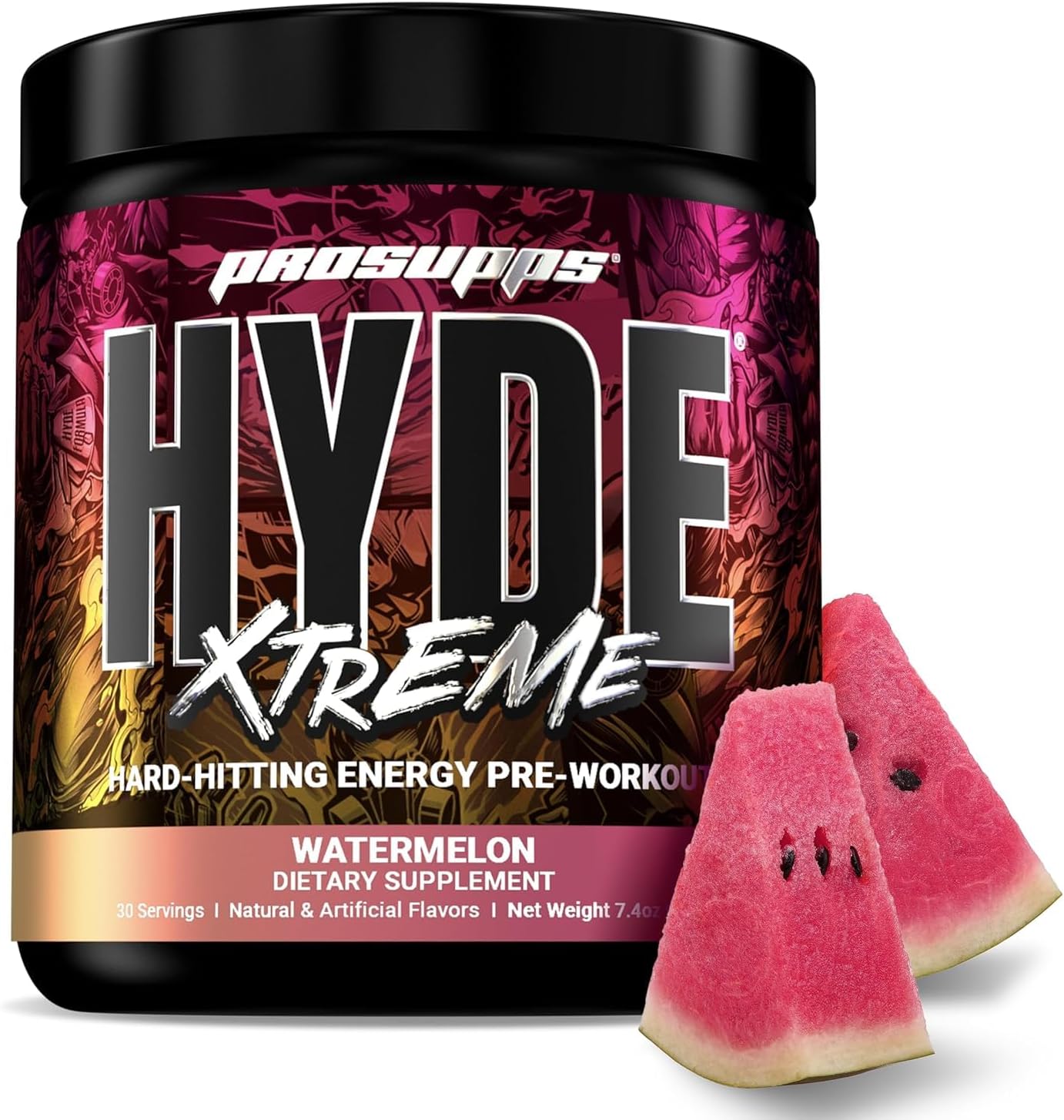 Bundle: PROSUPPS Hyde Xtreme Pre-Workout with Hard-Hitting Energy, Watermelon Flavor, and Creatine 300