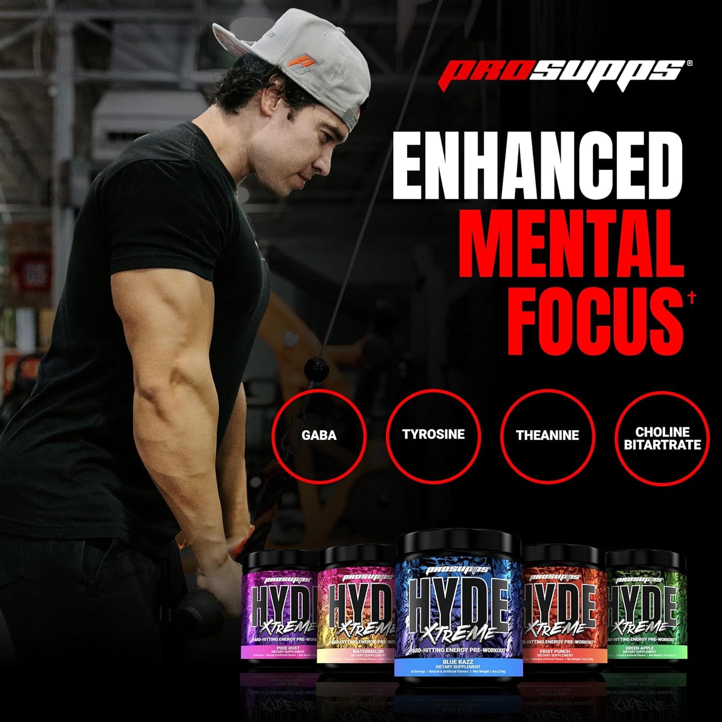 Bundle: PROSUPPS Hyde Xtreme Pre-Workout with Hard-Hitting Energy, Watermelon Flavor, and Creatine 300