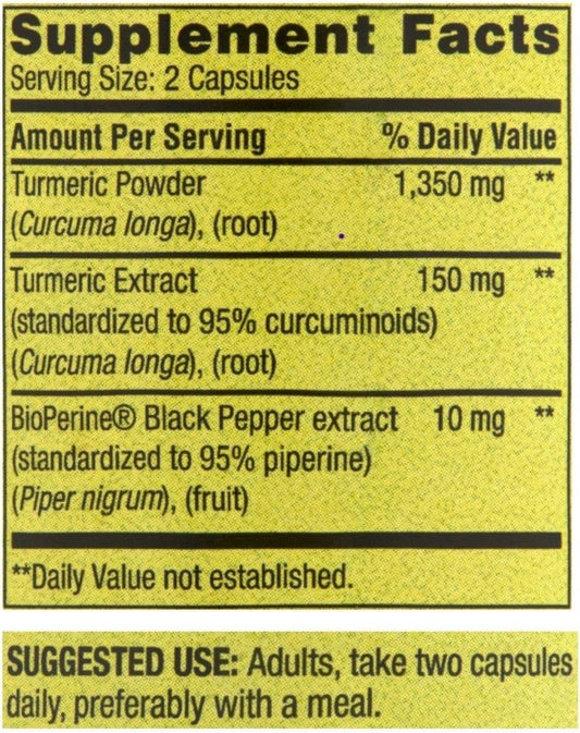 Bundle: Spring Valley Turmeric Curcumin with Ginger Capsules, 500mg - 180 Vegetarian Capsules + DRI Store Sticker - Cardiovascular, Immune, Joint, Skin Support