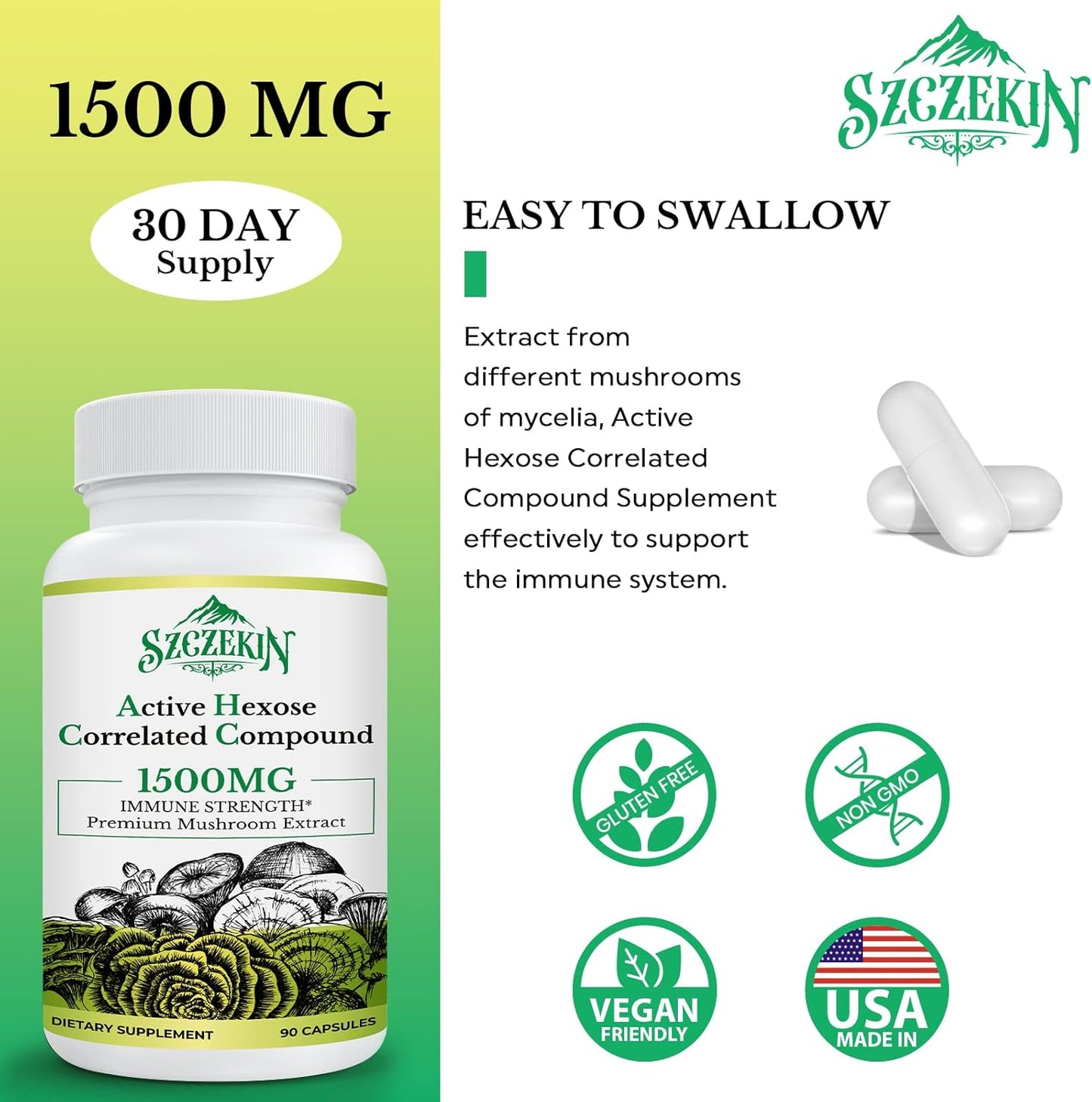 Bundle: SZCZEKIN Active Hexose Correlated Compound 1500 mg Capsules + Liposomal Supplement 240 SoftGels