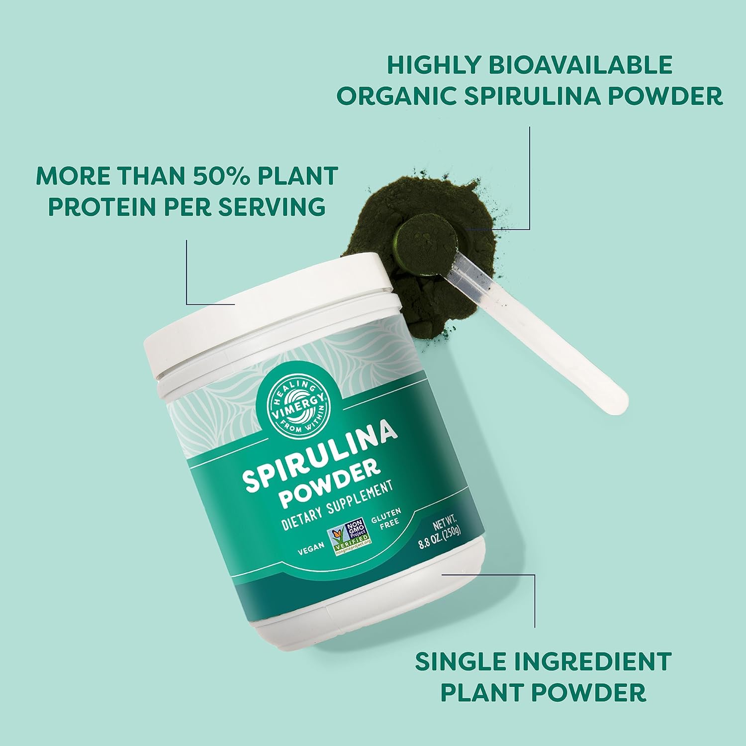 Bundle: Vimergy USDA Organic Zinc and Spirulina Juice Powder - 57 Servings of Zinc, 83 Servings of Spirulina