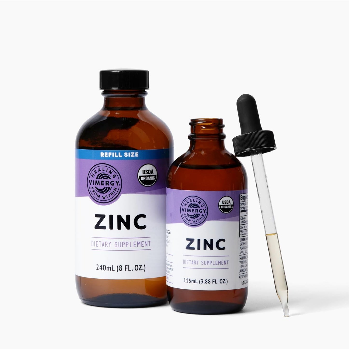 Bundle: Vimergy Zinc 115 mL and 240 mL Refill - Save on Your Zinc Supplements