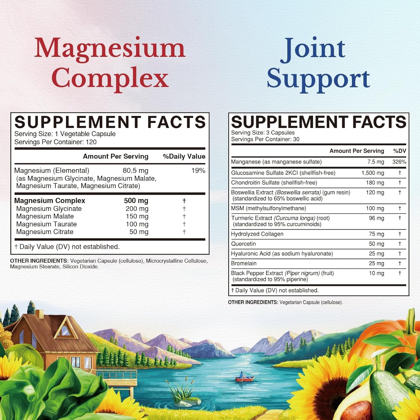 Bundle: Vitalitown Magnesium Complex & Joint Support - Pack of 2 | 120 Magnesium Capsules + 90 Joint Capsules