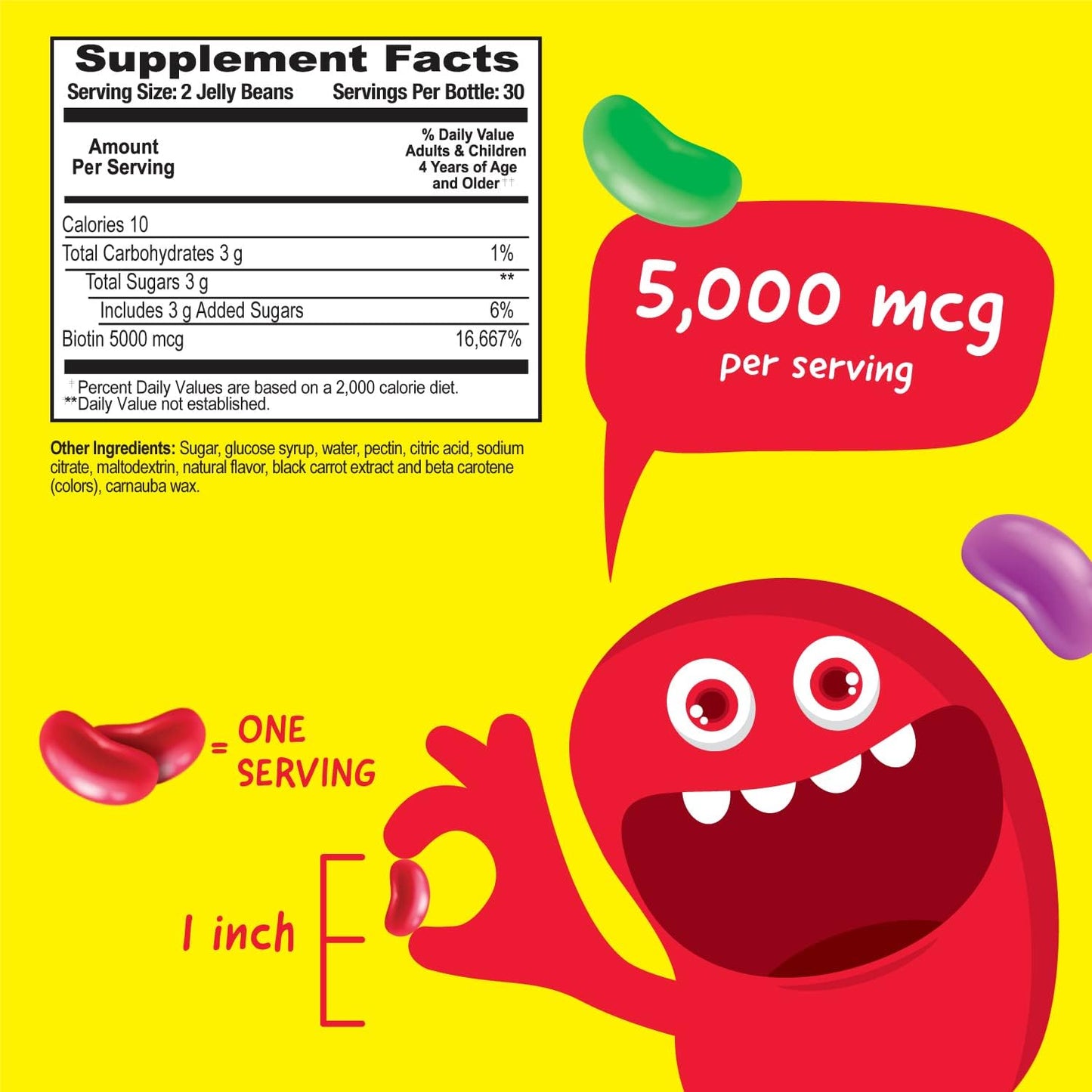 Bundle: VitaWorks Kids Biotin 5000mg Jelly Beans & Chewables - 5000mcg, Natural Flavor, Hair & Nail Support