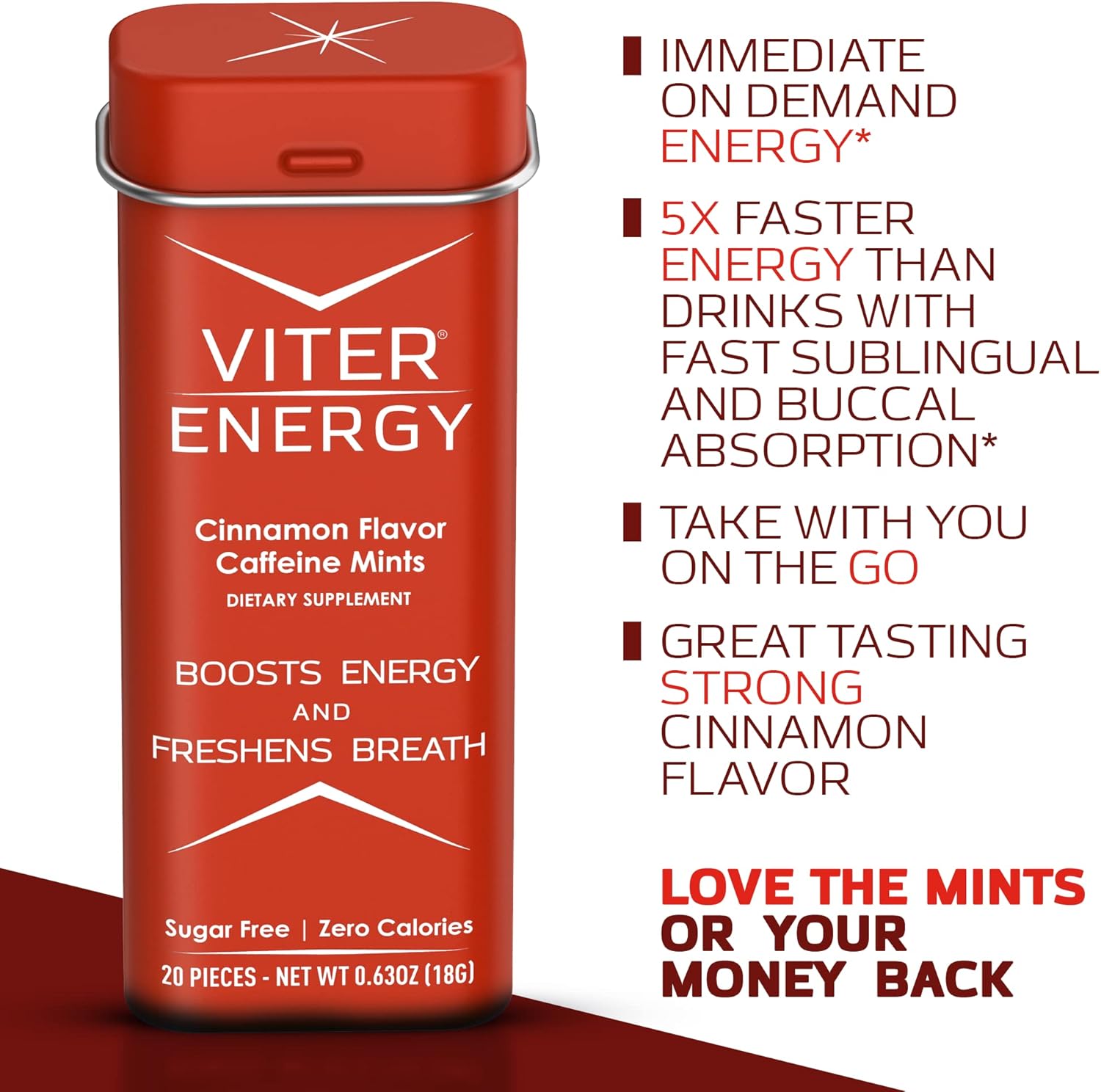 Bundle: Viter Energy Cinnamon Caffeine Mints - 6 Pack + 1/2 Pound Bulk Bag - 40mg Caffeine, B Vitamins, Sugar Free, Vegan - Energy Booster for Focus & Alertness