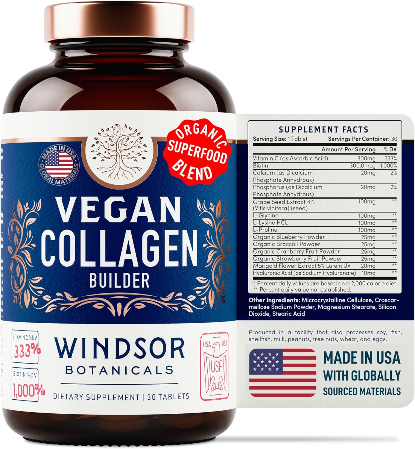 Bundle: WINDSOR BOTANICALS Vegan Collagen Supplement and Dental Probiotics - Fight Bad Breath Naturally!