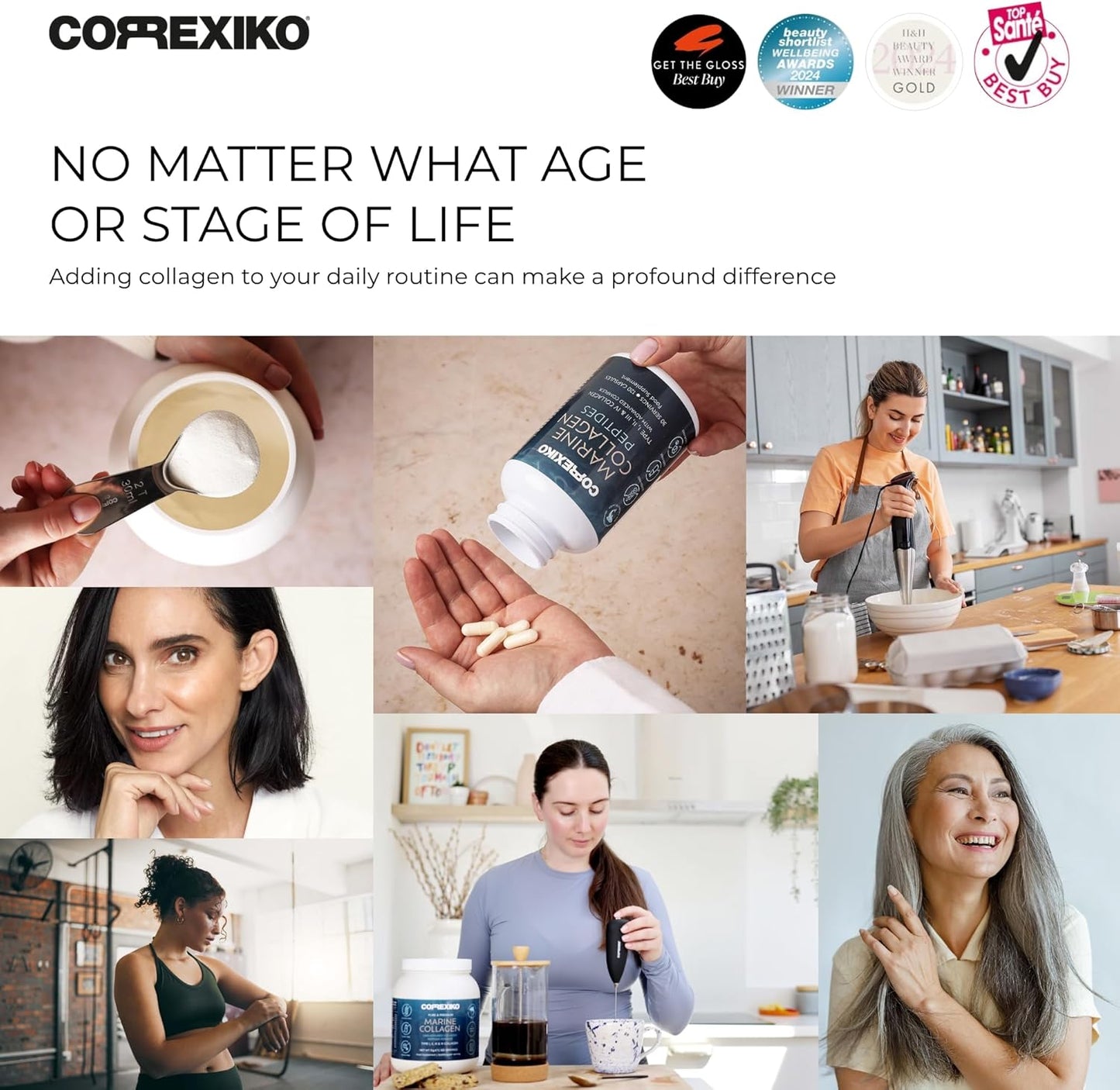 Bundle with CORREXIKO Marine Collagen Powder & Capsules - 10,000mg Hydrolyzed Collagen Powder & 1800mg Peptides - Hair, Skin & Nails Support