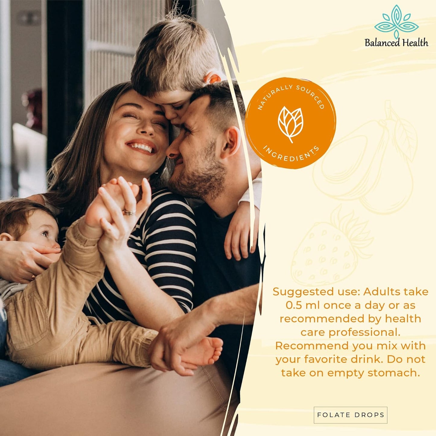 Butterscotch Flavored L-5-MTHF Folic Acid Supplement - 2oz, 120 Servings, 500mcg - Balanced Health Folate Drops