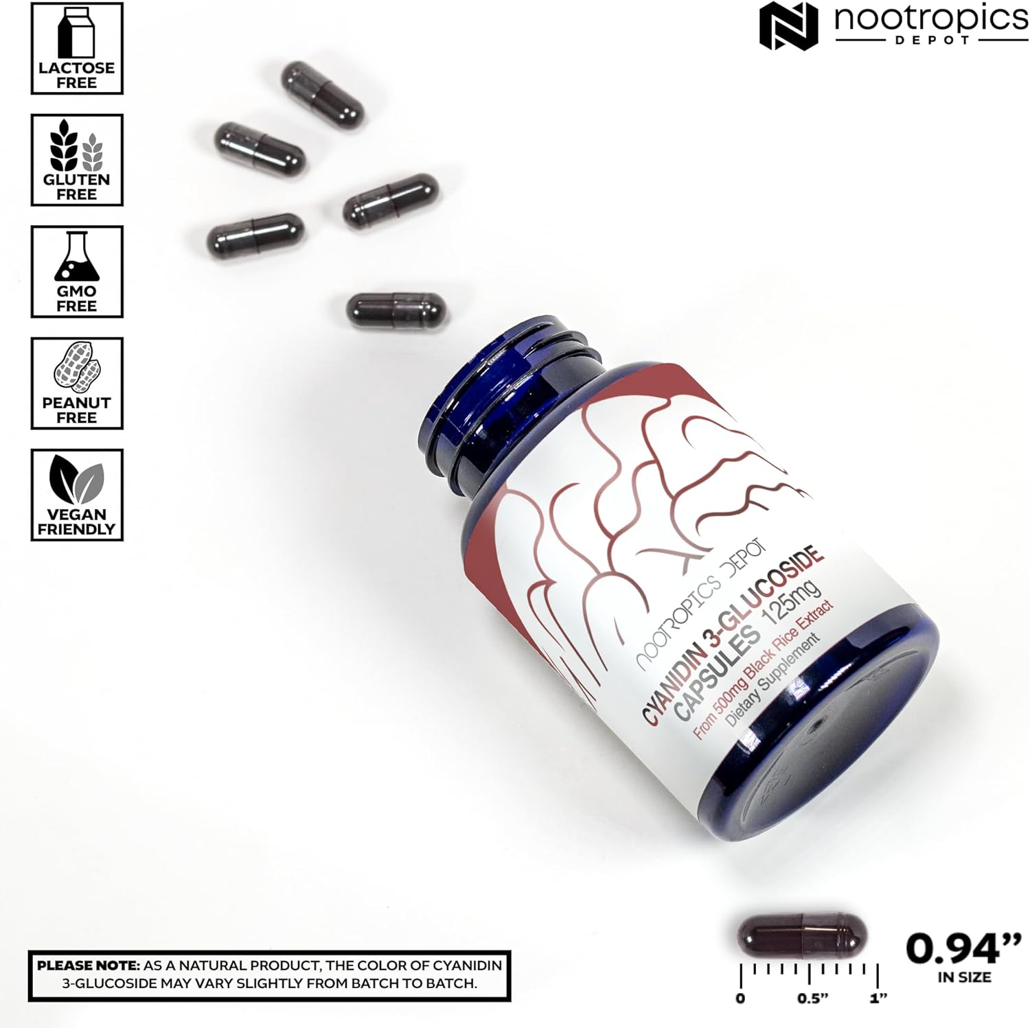 C3G Black Rice Extract Capsules | 125mg | 180 Count | Oryza Sativa Supplement for Metabolic, Vision, & Cognitive Support - BoostGo Australia