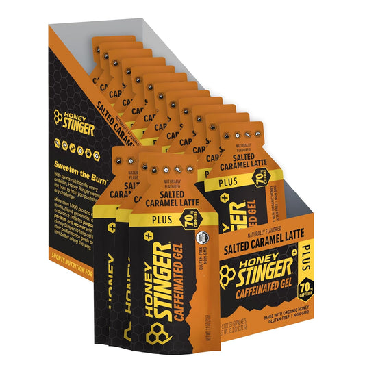Caffeinated Salted Caramel Energy Gel for Exercise & Running | Gluten-Free Sports Nutrition for Home & Gym | 12 Pack, 13.2 oz