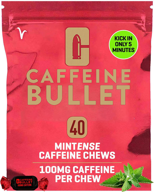 Caffeine Bullet Mint Energy Chews - 40 Pack, 100mg Per Serving for Running, Cycling, Gaming & Pre-Workout Boost.