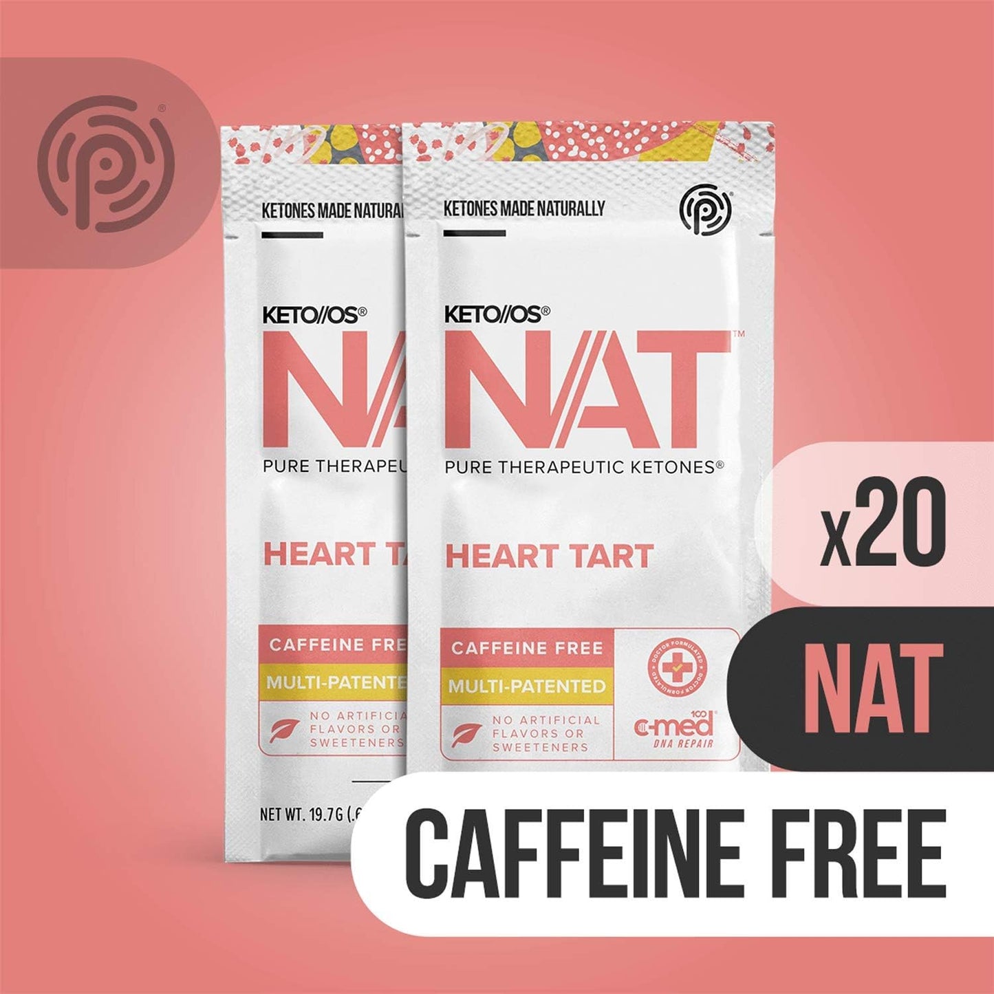 Caffeine-Free Heart Tart Keto Supplements with Exogenous Ketones for Workout Energy - BHB Salts Ketogenic Supplement for Men and Women (20 Count)