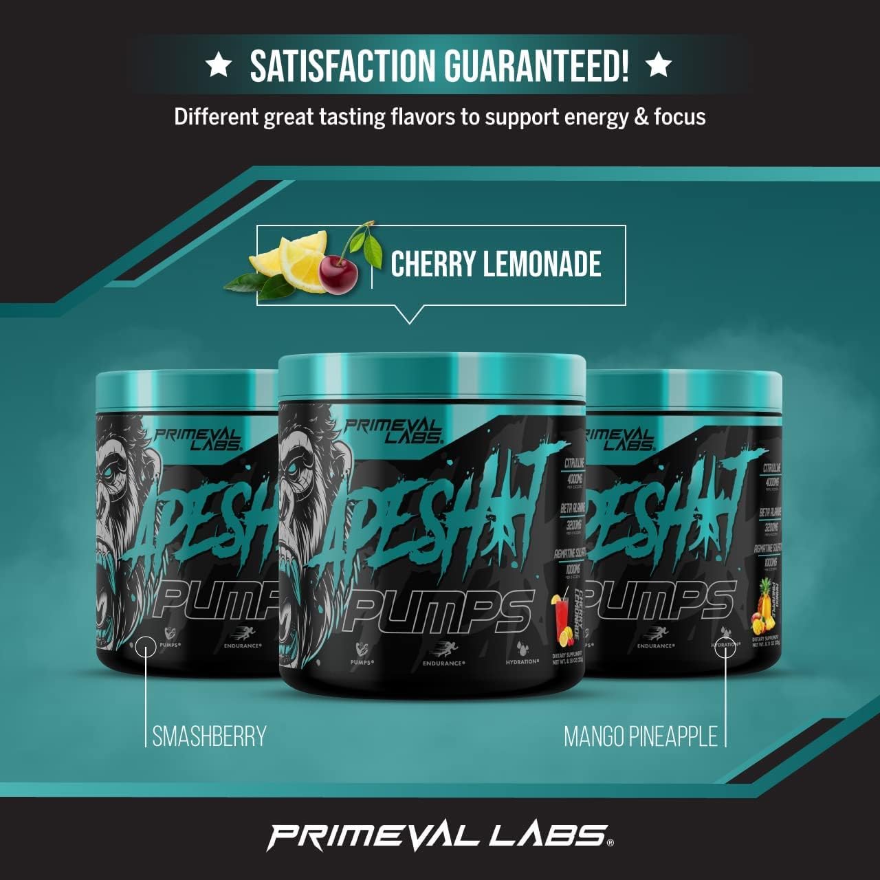 Caffeine-Free Pre-Workout Powder for Men and Women - Nitric Oxide Pump, Strength, and Intense Pumps - Cherry Lemonade Flavor - 40 Servings