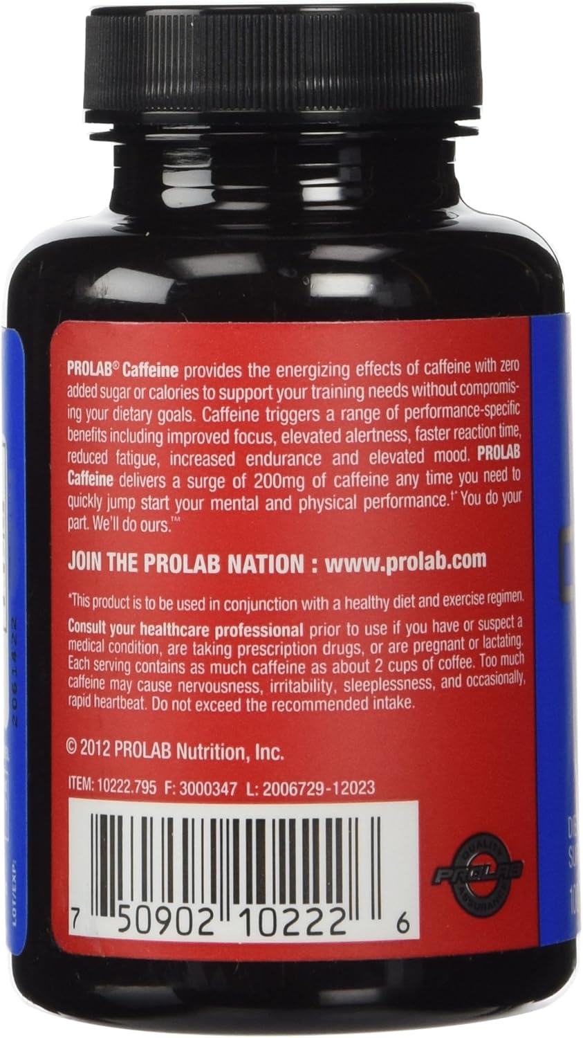 Caffeine Tablets 100 Count by ProLab for Energy and Focus