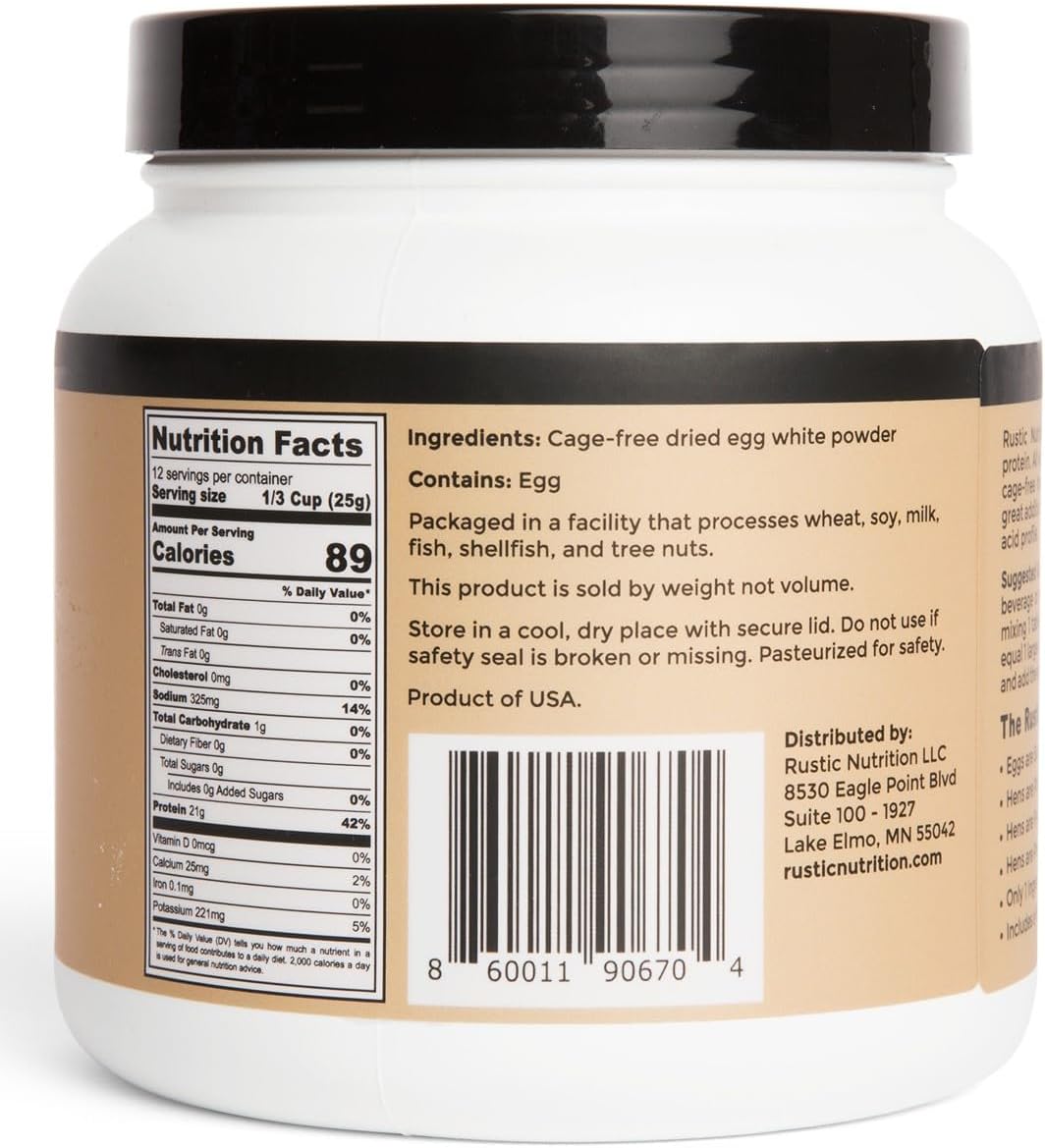 Cage-Free Egg White Protein Powder, Made in USA from Humanely-Raised Eggs, Unflavored, 10.5 Oz
