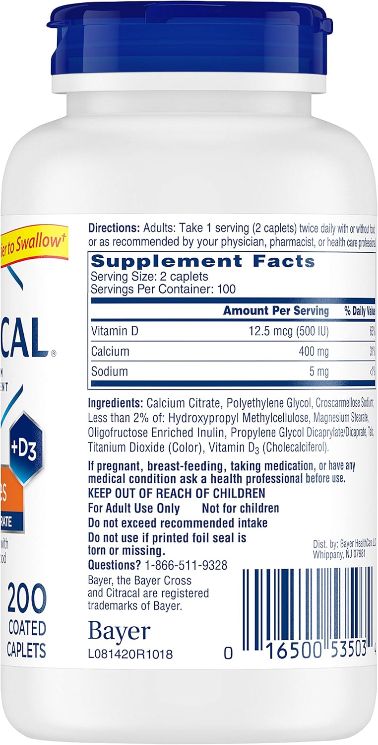 Calcium Citrate + D3 Petites Tablets - 1000 ct, Pack of 5