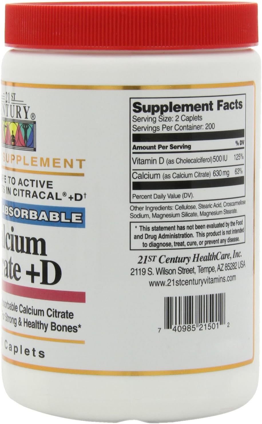 Calcium Citrate + Vitamin D Capsules for 21st Century Nutrition