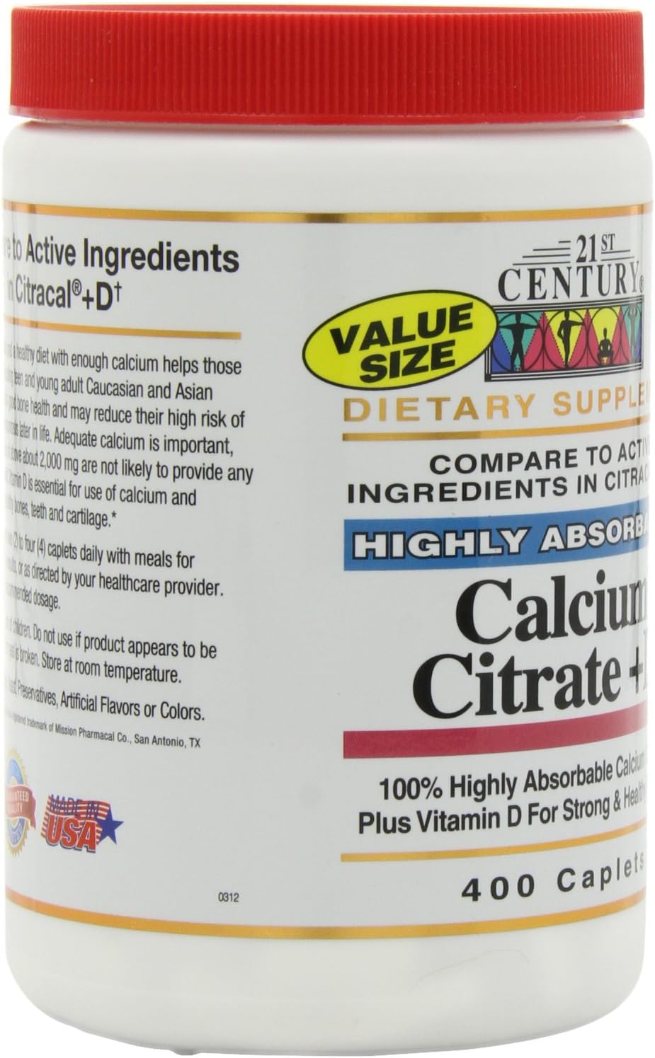 Calcium Citrate + Vitamin D Capsules for 21st Century Nutrition