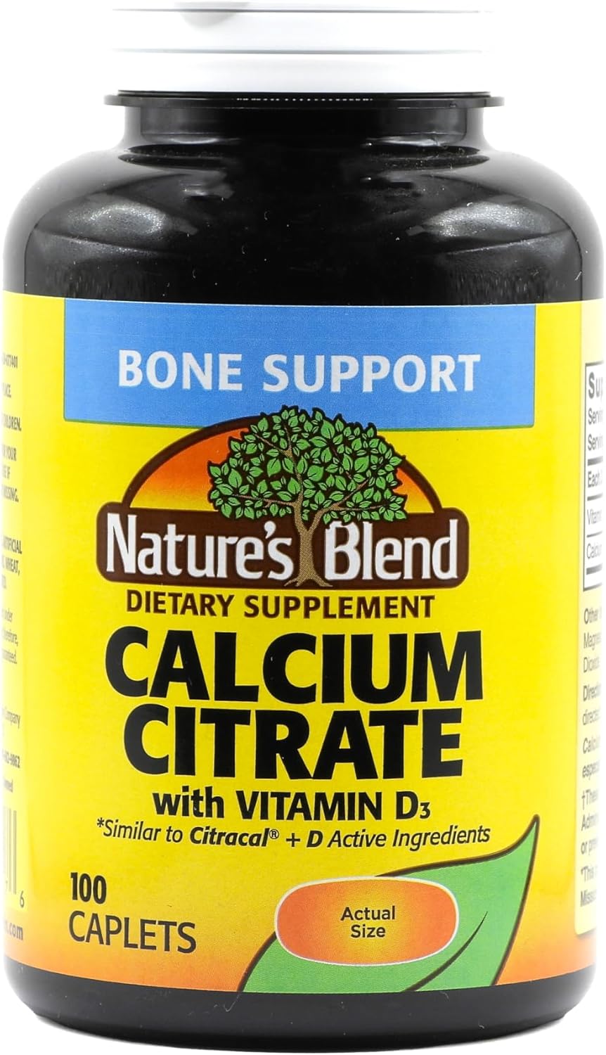 Calcium Citrate with Vitamin D3 - 100 Caplets by Nature's Blend - BoostGo Australia